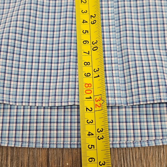 Lauren Ralph Lauren Dress Shirt 18 34/35 2XL Blue Plaid Check Slim Stretch Fit - Picture 10 of 13